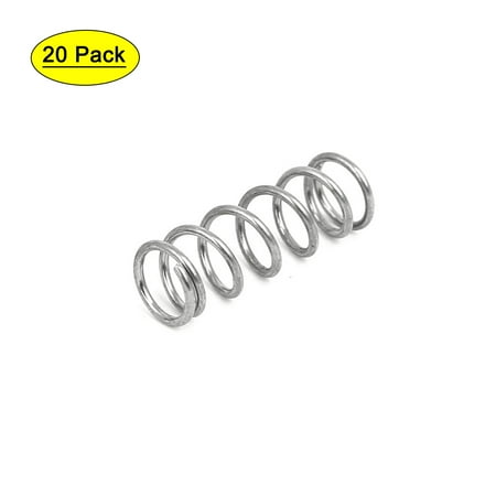 

0.8mmx7mmx20mm 304 Stainless Steel Compression Springs Silver Tone 20pcs