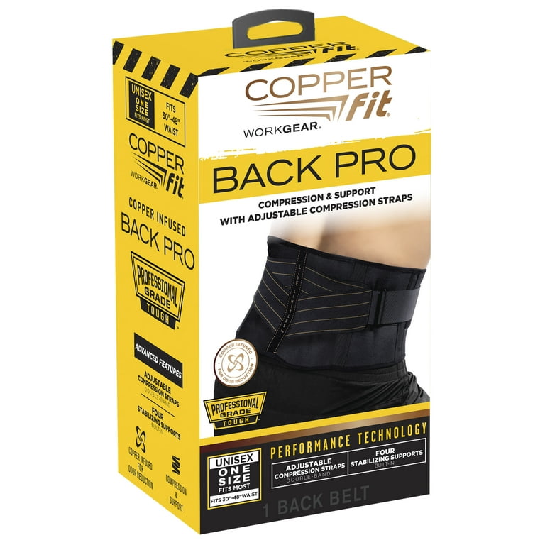 Copper Fit® Work Gear Back Support Belt Pro, Compression, Support,  Adjustable Straps, Black, One Size 