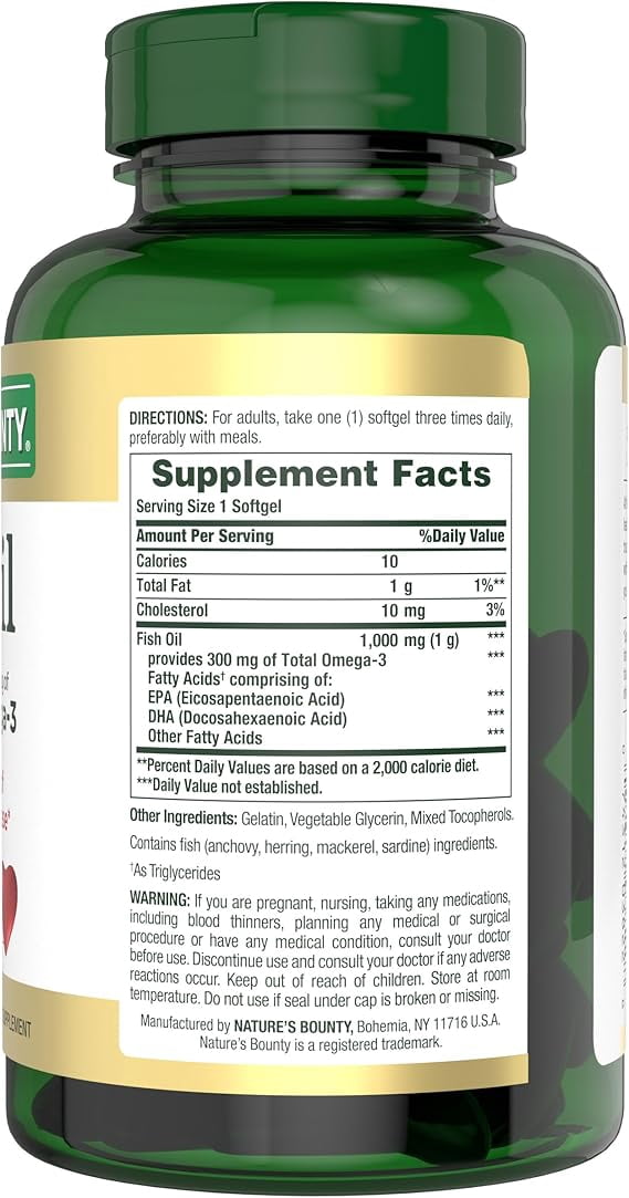 Nature's Bounty Fish Oil Omega-3 1000 mg Softgels 145 ea