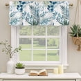 thumbnail image 2 of Navy Blue Leaves Curtain Valances for Windows, Kitchen Valance Window Treatments Panel 2 Pack, Summer Botanical Farmhouse Watercolor Leaf Rod Pocket Short Curtains for Bathroom Bedroom 42 x 18 Inch, 2 of 8