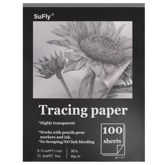 Papel vegetal para calcar SuFly 21,6 x 27,9 cm, 100 hojas, 60 g/m²