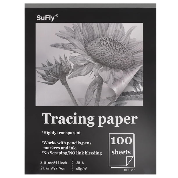 Papel de calco SuFly 21,6 x 27,9 cm, 100 hojas de 60 g/m² para dibujar