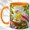 Orange, variant on Nesting Bird Coffee Mug, Floral Bird Mug, Ceramic 11 oz