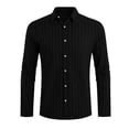 thumbnail image 3 of Mens Casual Button Down Shirts Long Sleeve Chambray Shirts Men Spring Summer Top Shirt Striped Lapel Collar Casual Loose Shirt Blouse Fashion Button Top Wrinkle Free Shirt, 3 of 4