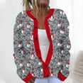 thumbnail image 1 of Cárdigan informal de punto con estampado navideño para mujer, chaqueta con botones y abrigo para mujer, 1 of 5
