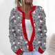 thumbnail image 1 of Cárdigan informal de punto con estampado navideño para mujer, chaqueta con botones y abrigo para mujer, 1 of 5