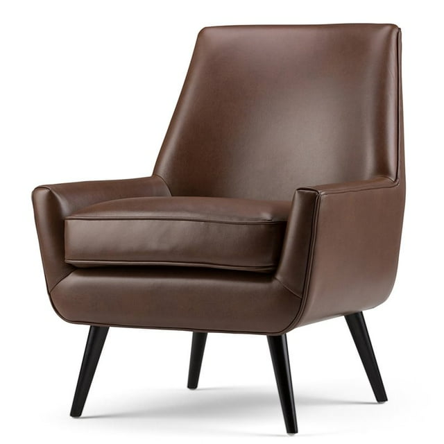 Simpli Home Warhol Mid Century Arm Chair in Saddle Brown