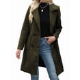 thumbnail image 3 of Women Winter Wool Blend Mid-Long Coat Double-Breasted Lapel Jacket Outwear Army Green XXL, 3 of 9