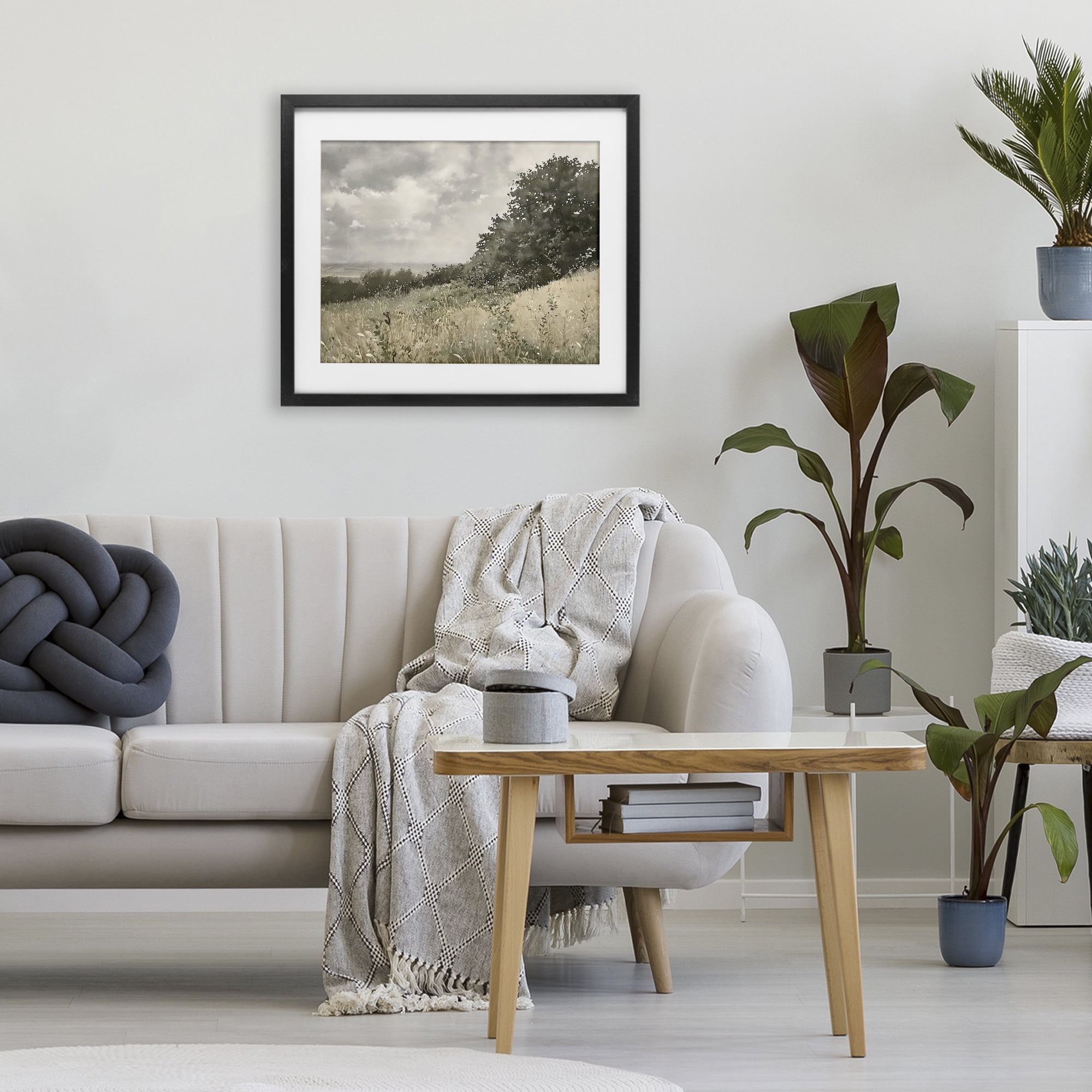 Stupell Industries Soft & Subtle Meadow Landscape Black Framed Print Under Glass, design by Riley B