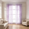 thumbnail image 4 of Light Filtering Window Drapes Leaf Print Sheer Voile Curtain Panel For Living Room Balcony Purple 78 In, 4 of 5
