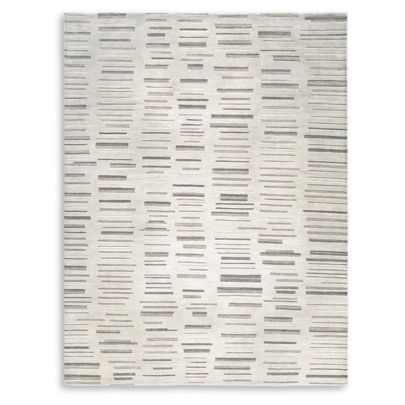 Signature Design by Ashley Leesdale 8' x 10' White, Brown, and Black Striped Rug