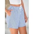thumbnail image 3 of Shorts PRETTYGARDEN de Algodón a Cuadros para Mujer Talle S - Azul Claro, 3 of 9