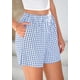 thumbnail image 3 of Shorts PRETTYGARDEN de Algodón a Cuadros para Mujer Talle S - Azul Claro, 3 of 9