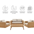 thumbnail image 4 of Modway Thames 4 Piece Outdoor Patio Furniture Set in Wicker Rattan, Light Gray, 4 of 10