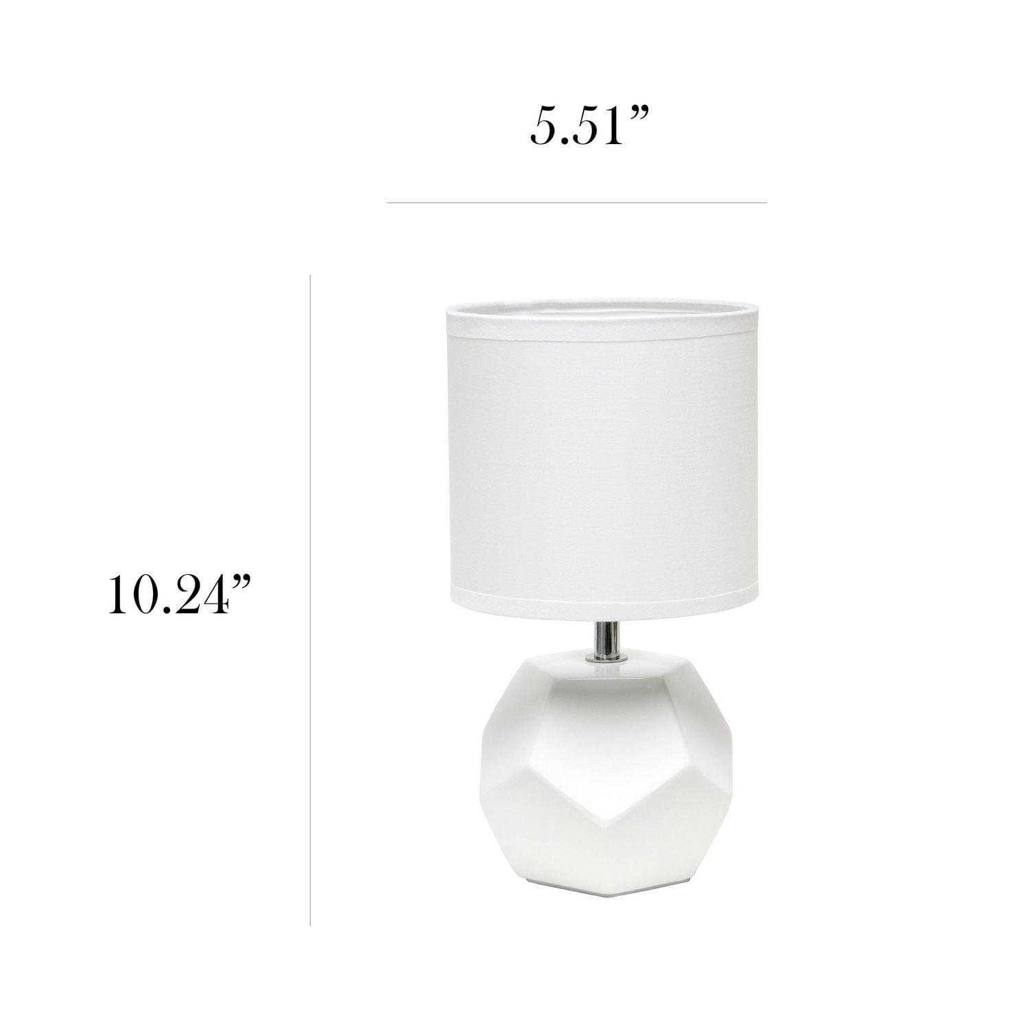 Simple Designs - Mini lampe de table à prisme rond avec abat-jour en tissu assorti