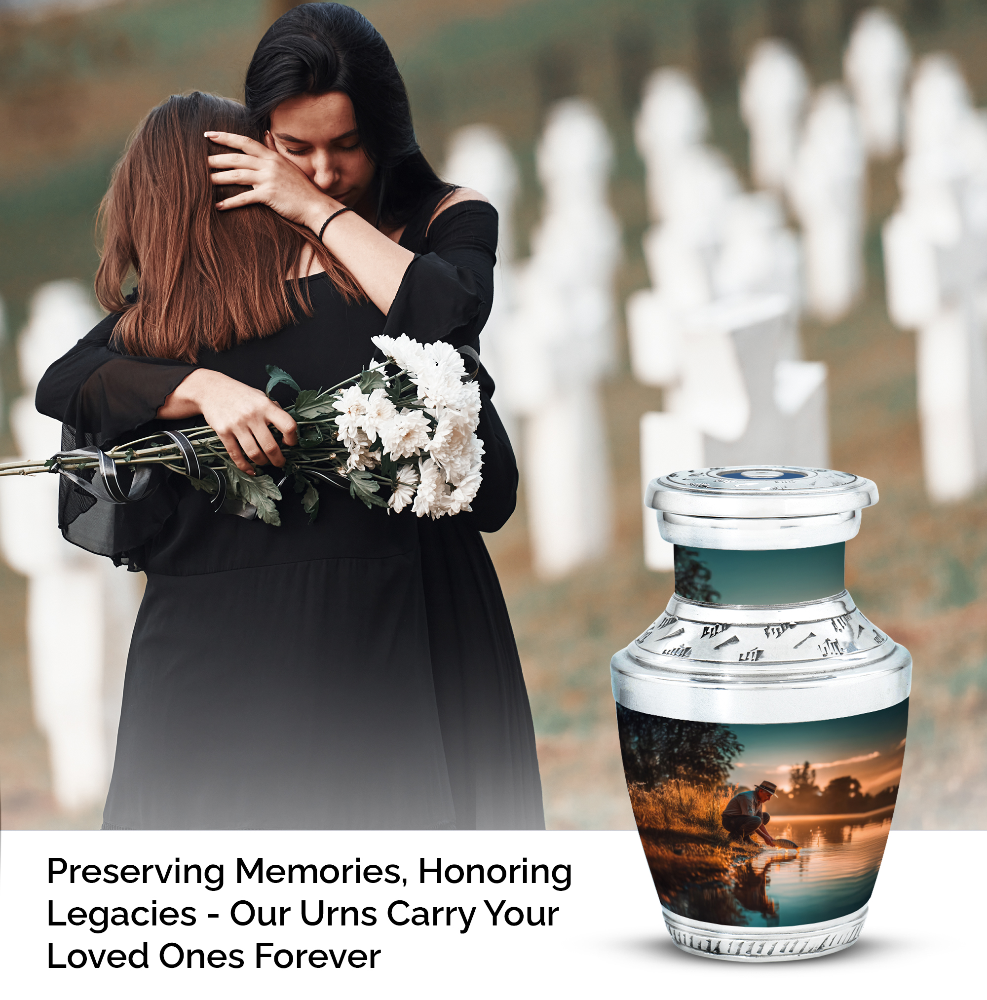 MUKTIVE Fishing Cremation Keepsake Urns for Human Ashes - Fisherman Small Burial Urn for Human Ashes Male & Female - Burial Cremains Containers - Handcrafted Memorial Gifts for Loss of Dad (3 Inch)