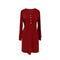 thumbnail image 4 of ZHOGXU Fashion Womens Bodycon Midi Dresses Solid Color V Neck Long Sleeve Fitted Button Front Weekend Outdoor Wear, 4 of 5