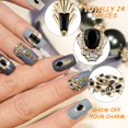 thumbnail image 4 of Abalorios para uñas Leelosp 3D dorados de lujo con diamantes de imitación negros, 24 unidades, 4 of 7