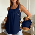 thumbnail image 2 of SGMVNU Sleeveless Tank Tops for Women Built in Bra Square Neck Pleated Flowy Loose Fit Summer Blouse Camisole Tanks, Blue, Size S, 2 of 6