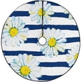 thumbnail image 1 of FMSHPON Watercolor Daisies Striped Xmas Christmas Tree Skirt Stand Mat for Holiday Party Decoration Indoor Outdoor 48 inches, 1 of 3