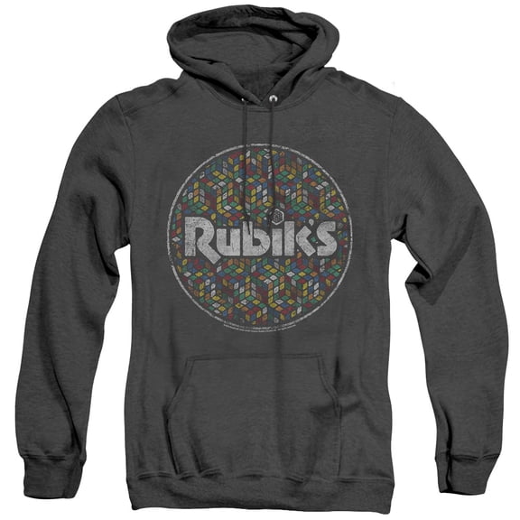 Rubiks Cube Circle Pattern Adult Heather Hoodie Sweatshirt Black