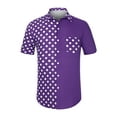 thumbnail image 5 of MODA NOVA Big & Tall Men's Polka Dots Button Down Patchwork Beach Shirt Purple LT, 5 of 6