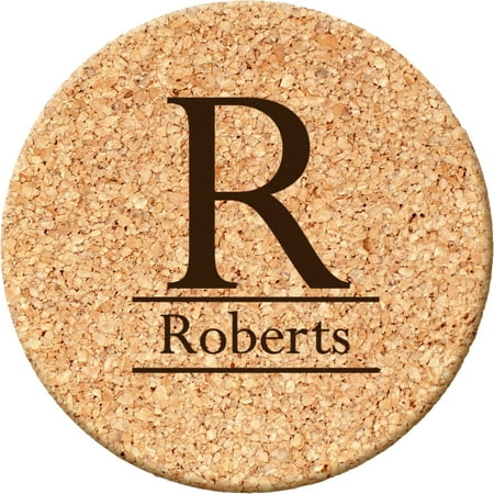 - Personalized Initial Round Cork Coasters