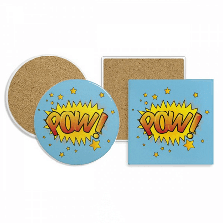 

Pow Exclamation Stars Coaster Cup Mug Holder Absorbent Stone Cork Base Set