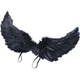 thumbnail image 3 of Angel Wings Cosplay Wings Halloween Costume Wings Black White Feather Wing With Adjustable Straps, 3 of 5