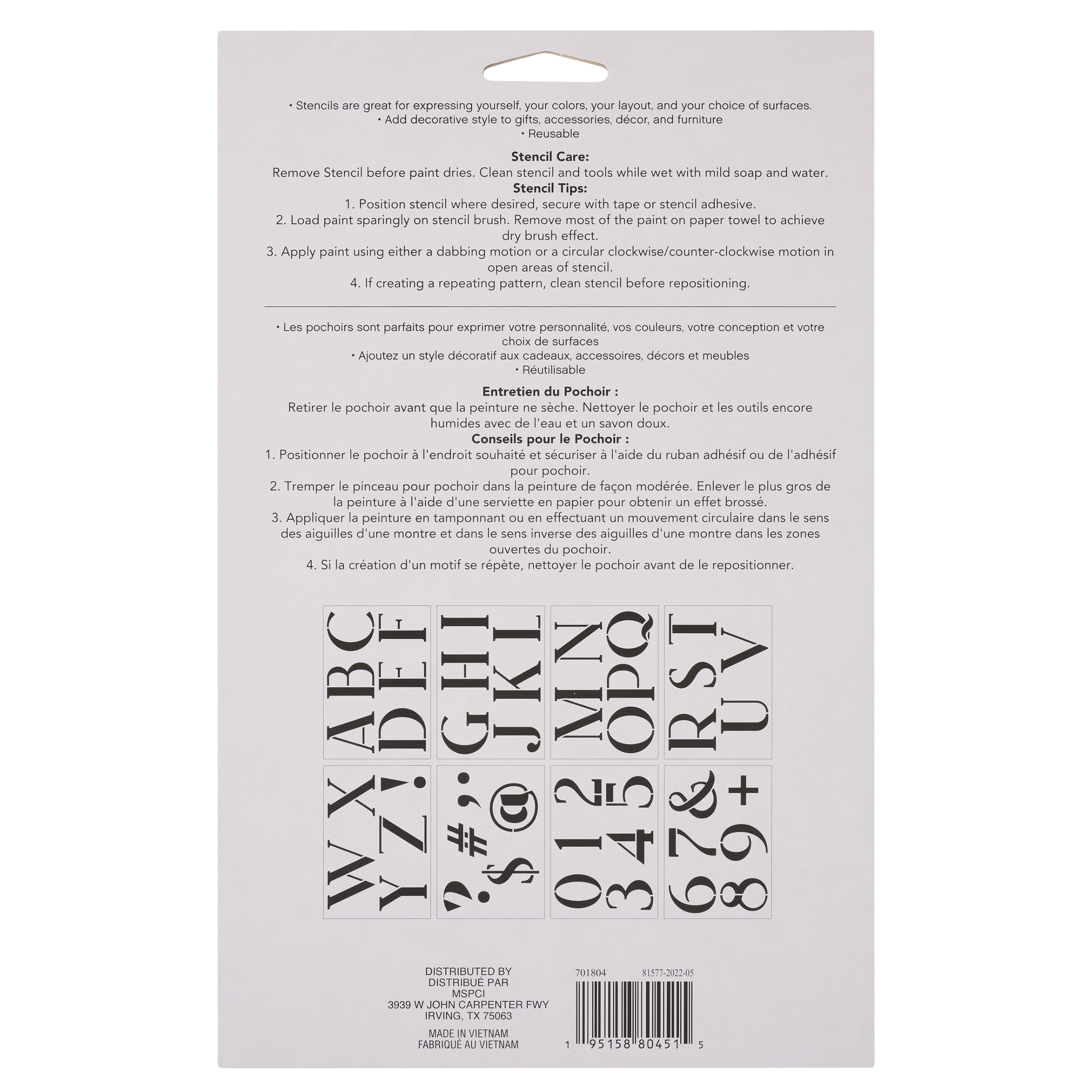 Craft Smart 3" Tuxedo Alphabet Font Stencils - Reusable Plastic, 45 Designs per Pack, 8 Sheets Each - Ideal for DIY Crafts, Decor, Furniture & Gifts, 6 Pack