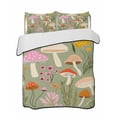 thumbnail image 2 of Quilts Twin Size, Sage Green Mushroom Soft Comforter Bedding Set for Bed, Spring Blooms Botanicals Lightweight Quilted Bedspread with Pillow Cover(2 Pieces) for All Season, 68x86 Inch, 2 of 6