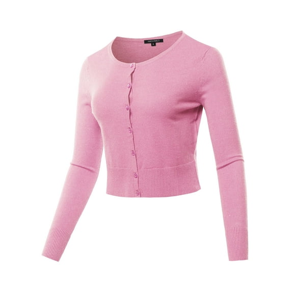 FashionOutfit Women's Solid Button Closure Long Sleeve Cardigan