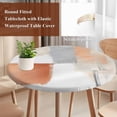 thumbnail image 5 of Orange Grey Oil Painting Round Fitted Table Cover Ombre Watercolor Modern Art Waterproof Table Cloth with Elastic Edge Wipeable Tablecloth for Picnic Camping Party Fits 36"-44" Diameter, 5 of 8