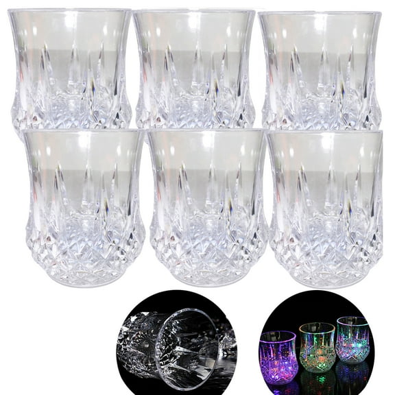 CELNNCOE Liquid Activated Led Old Fashioned Drinking Glasses-Multicolor Liquid Activated Fun Light Up Drinking Tumblers for Wine Glass Party Bar Drink Cup,Drinking Glasses Set Of 6