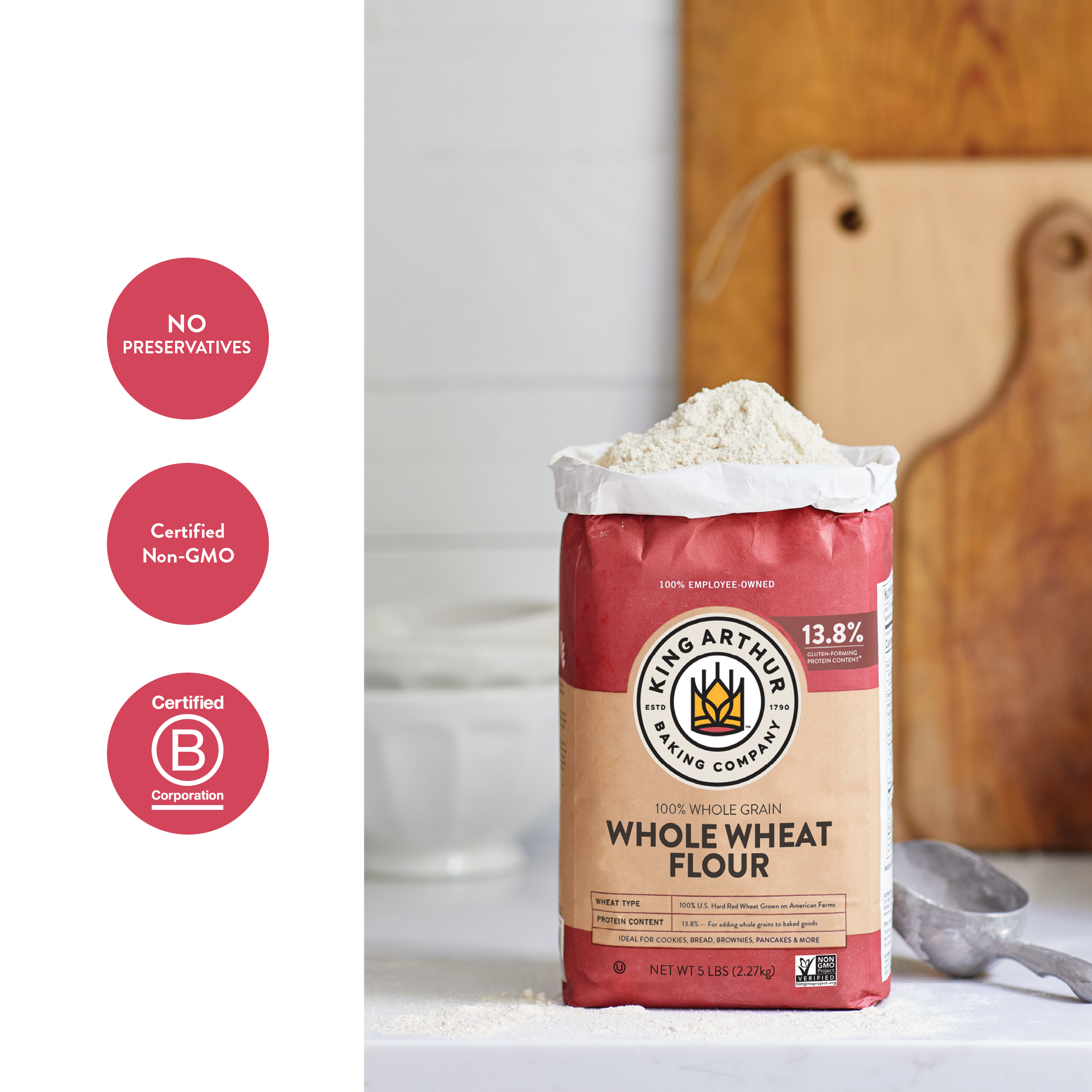 King Arthur Flour 100% Premium Whole Wheat Flour, 80 oz - image 4 of 5