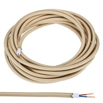 Uxcell Fabric Cloth Covered Round Wire, 16.4ft 18AWG 2 Core Vintage Woven Electrical Cord, beige