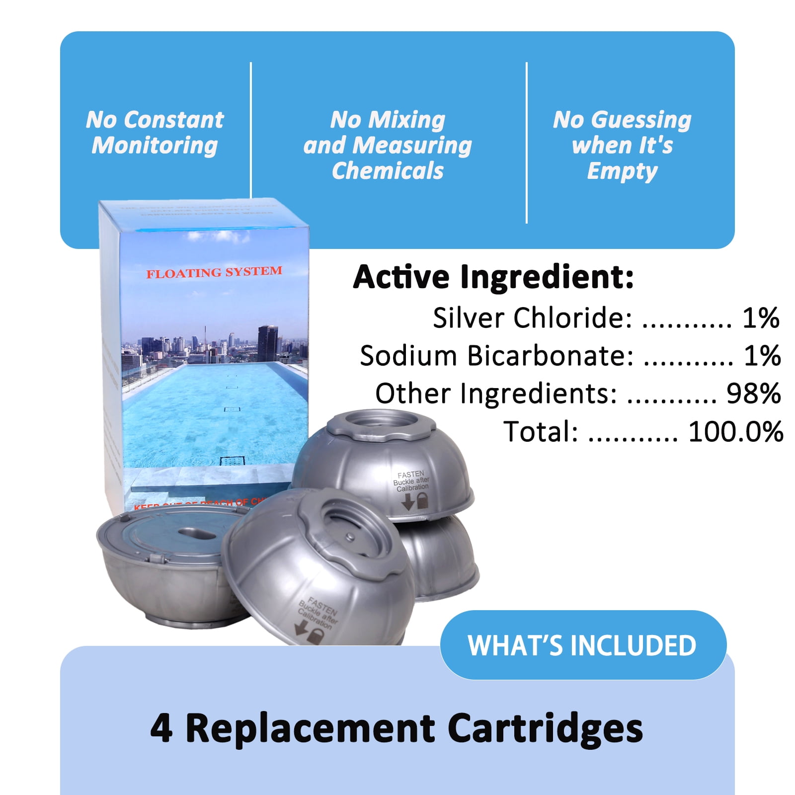 Hot Tub Cartridge Replacement Compatible with Frog Floating System, Mineral Replacement Cartridges for Hot Tubs up to 600 Gallons, 4 Pack
