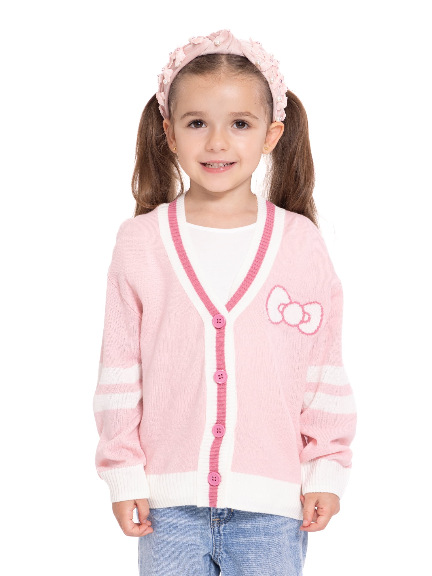 Hello Kitty Toddler Girls Button Down Cardigan with Long Sleeves, Sizes 12M-5T