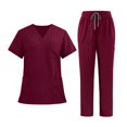 thumbnail image 2 of Conjunto de uniforme médico para mujer y hombre, ropa de trabajo moderna y transpirable para enfermeras y salones de belleza. Rojo, 2 of 9