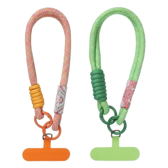 Uxcell Phone Lanyard, Universal Phone Wrist Lanyard Wrist Strap Anti Theft Strap with Pads, Orange/Matcha Green 2 Pcs