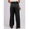 thumbnail image 5 of Pantalones Palazzo ANRABESS de lino para mujer, pierna ancha, cintura alta, negros, 5 of 5