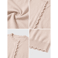 thumbnail image 3 of JWD Women's Long-Sleeved Crew Neck Scallop Edge Buttoned Cropped Cardigan Knitted Sweater, 3 of 7
