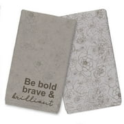Creative Products Be Bold Brave Brilliant Gray 16 x 25 Tea Towel Set of 2