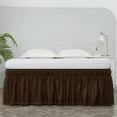 thumbnail image 2 of Wrap Around Bed Skirt Three Fabric Sides Elastic Dust Ruffled 18 Inch Tailored Drop,Easy to Install Fade Resistant-Brown, Queen/King, 2 of 5