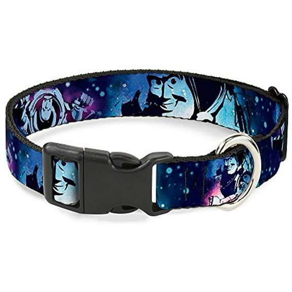 buckle-down breakaway cat collar, 1 2" wide-fits 9-15" neck-large, buzz lightyear poses galaxy blues