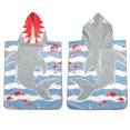 thumbnail image 1 of MinxNY Kids Hooded Microfiber Poncho Beach Towel Cover-up with UV Sensor - Shark, 1 of 2