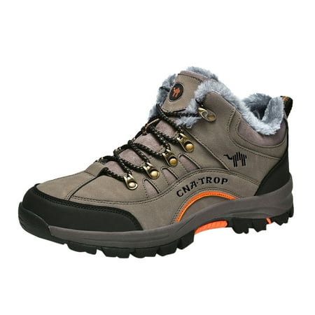 VMESZQFG Men s Winter Leisure Sports Lace Up Cotton Hiking Shoes Warm And Cotton Thickened Snow Boots Brown