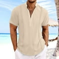 thumbnail image 2 of Men Shirts Casual Short Sleeve Slim Fit Lapel Solid Color Comfortable Breathable Stylish Wear Summer Top Men's Oversized Tee Summer Tops Streetwear, 2 of 5