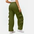 thumbnail image 5 of jtjvou Cargo Pants Women Hiking Travel Stretch Water Resistant Pants High Waisted Wide Leg Baggy Trousers with Pockets Green L, 5 of 9