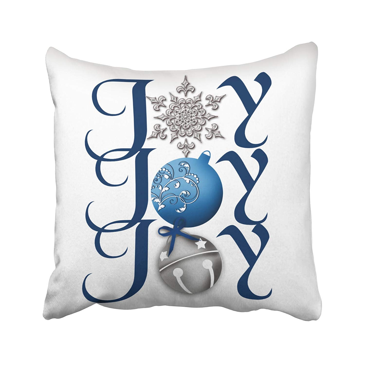 ARTJIA Xmas New Year Joy Blue Christmas Pillowcase Pillow Cushion Cover 18x18 inches
